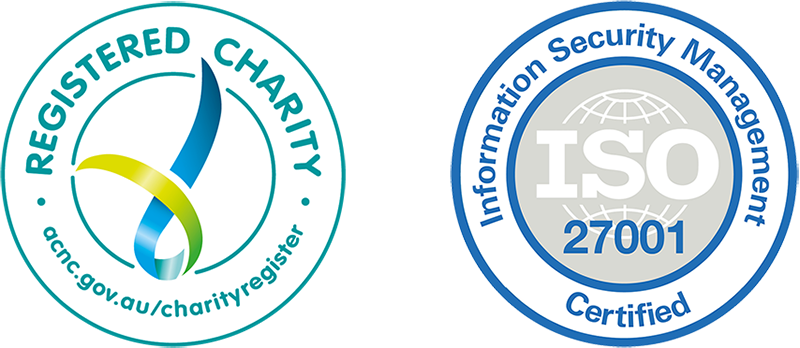Badges: registered charity and ISO certified