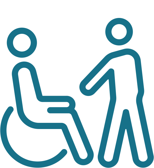 Icon - person in wheelchair and person standing 