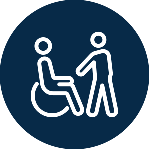 Icon - person in wheelchair and person standing